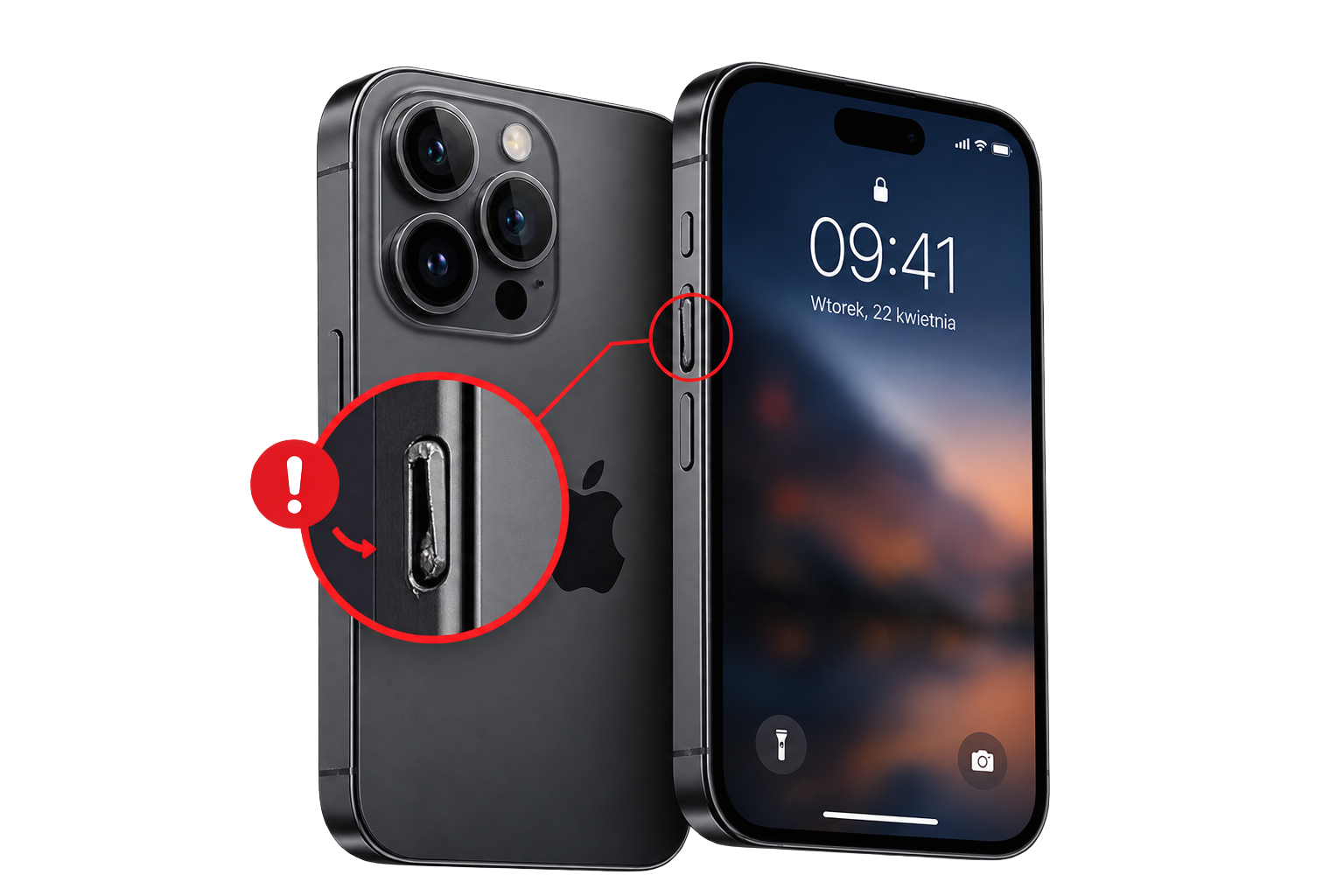 Telefon z uszkodzonym przyciskiem